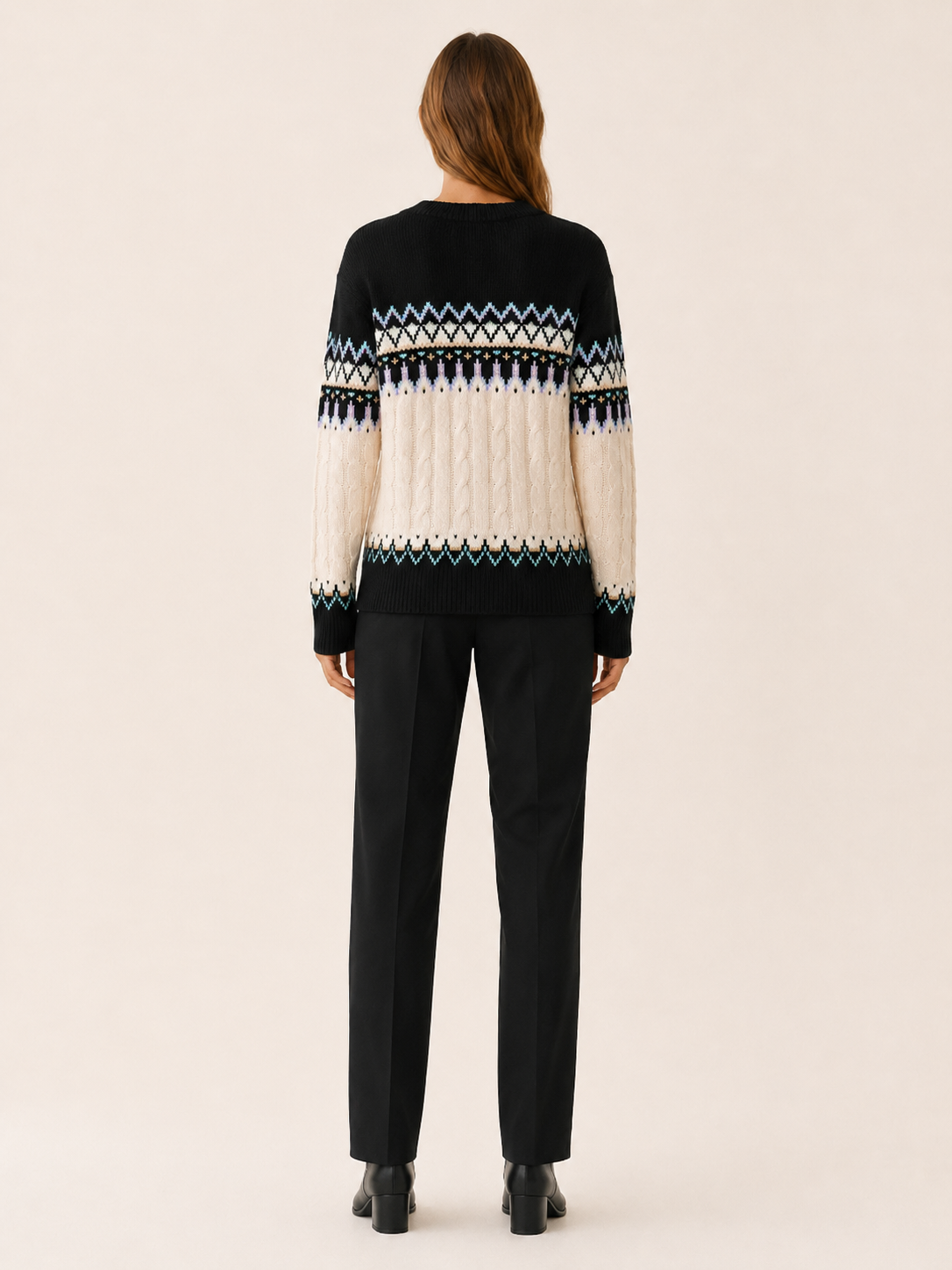 Pelloria | Crew Neck Sweater with Geometric Pattern