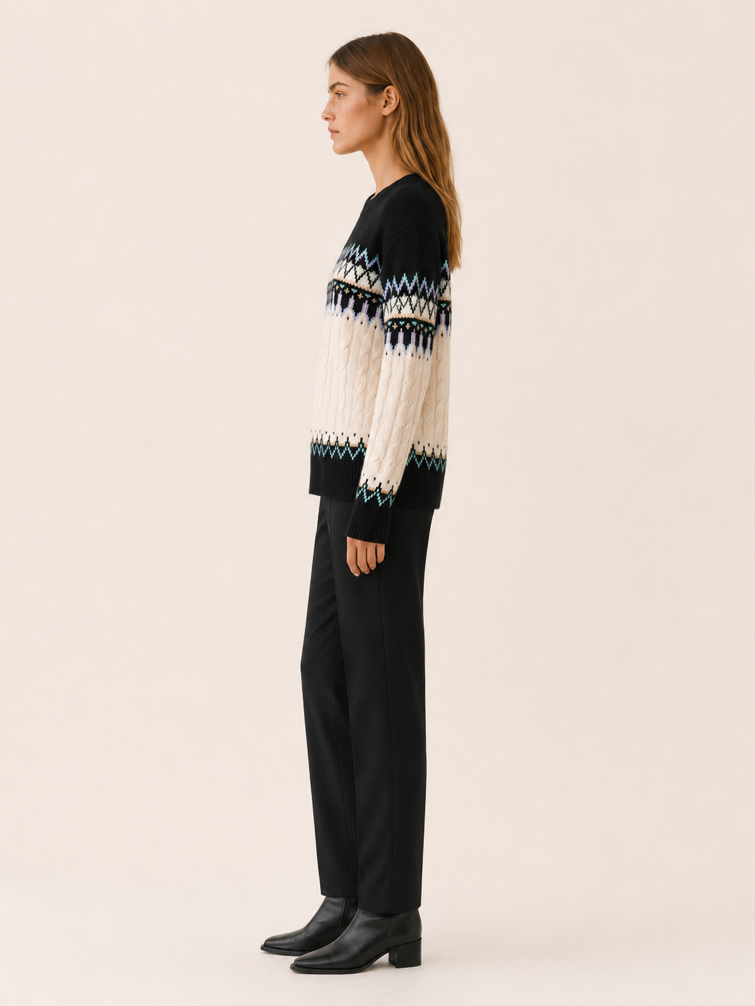 Pelloria | Crew Neck Sweater with Geometric Pattern