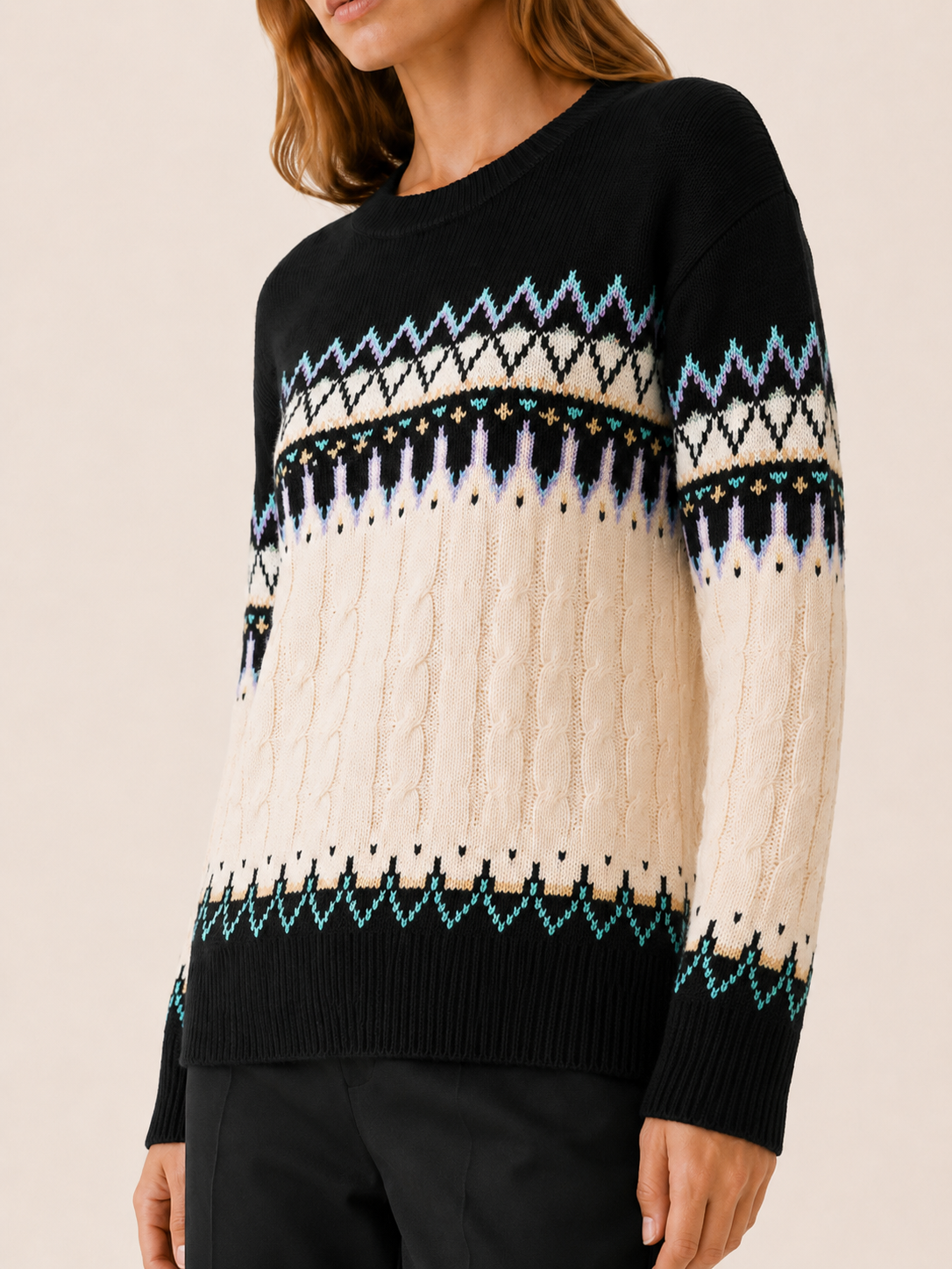 Pelloria | Crew Neck Sweater with Geometric Pattern