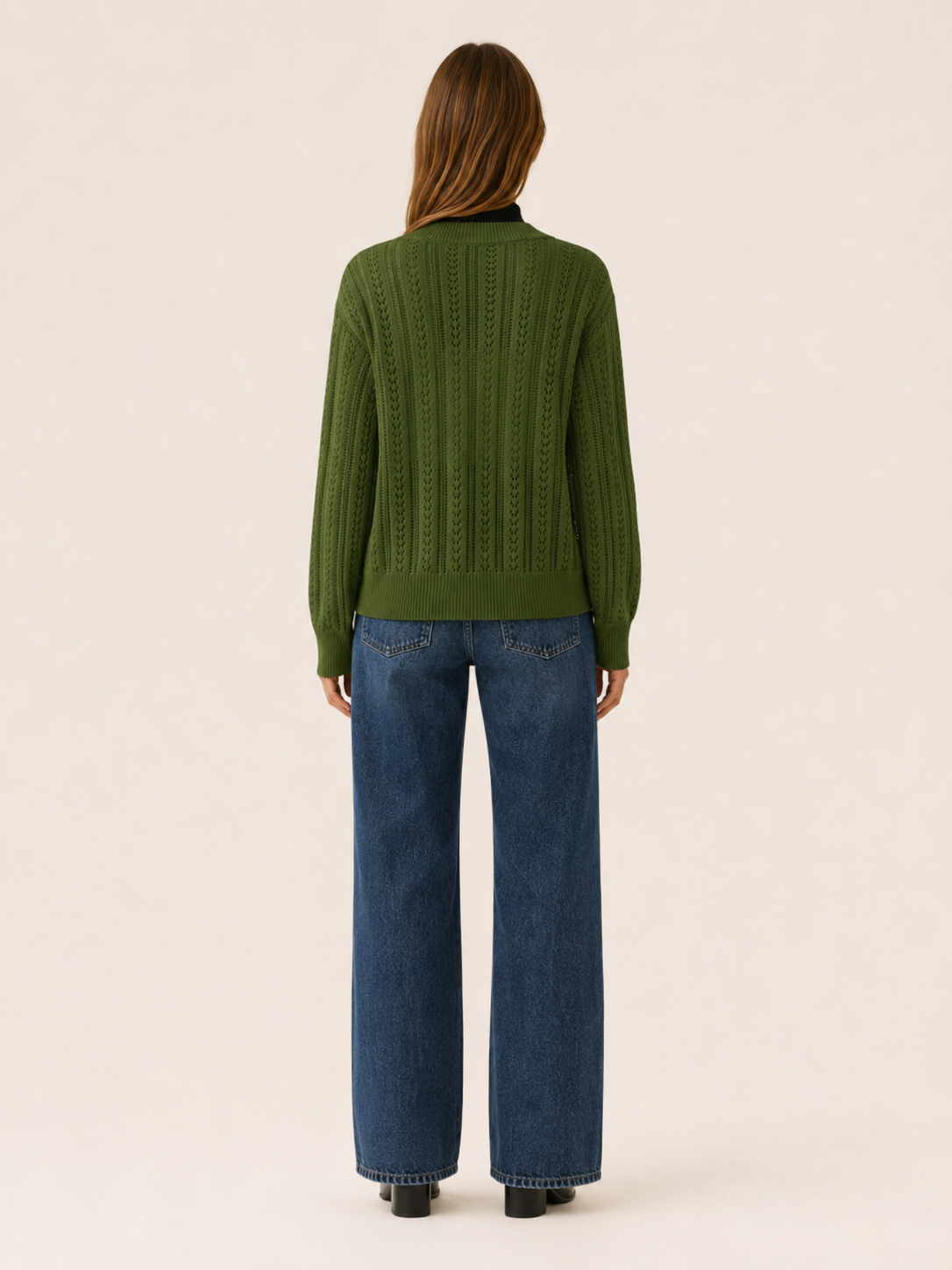 Pernille | V-Neck Cardigan with Openwork Detail and Button Front