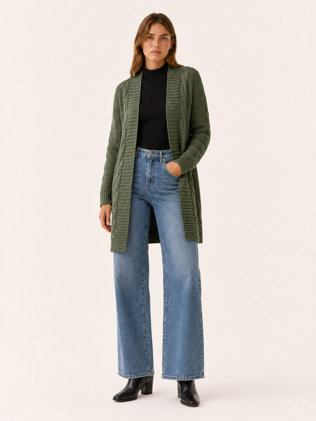Petra | Long Cardigan with Open Front