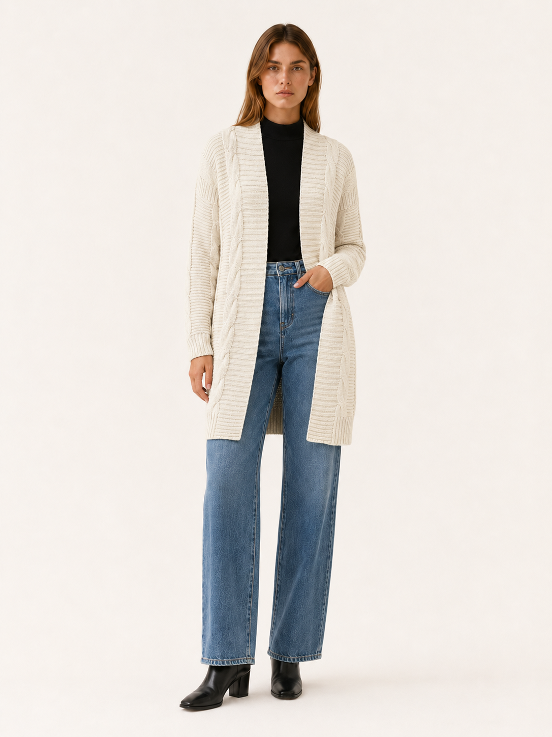 Petra | Long Cardigan with Open Front