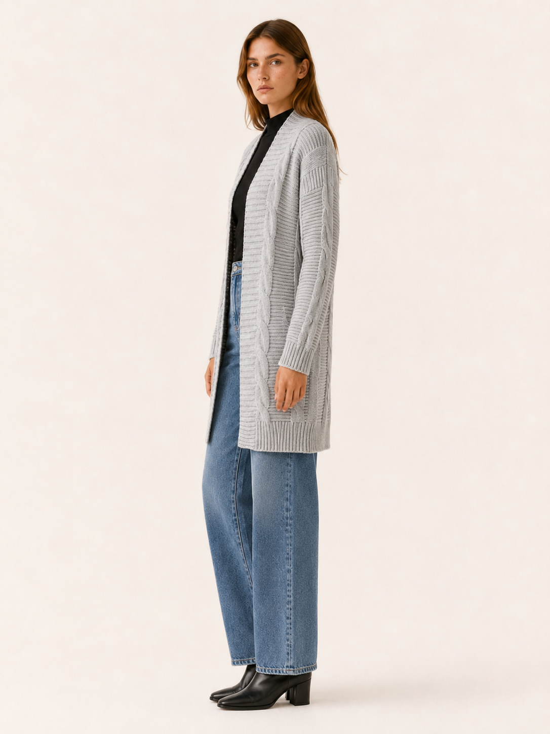 Petra | Long Cardigan with Open Front