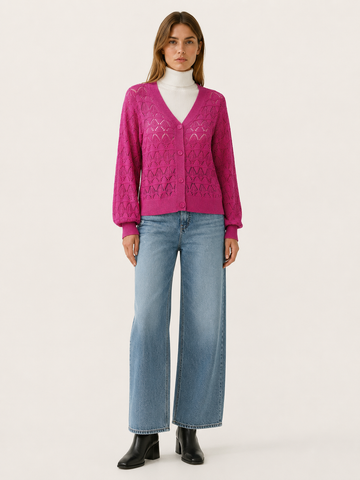Phoebe | Openwork Cardigan with V-Neck and Button Front