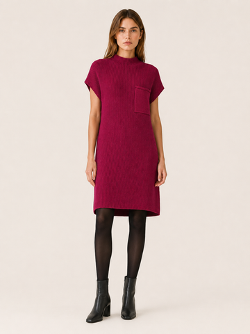 Quenara | Sweater Dress with Mock Neck and Chest Pocket