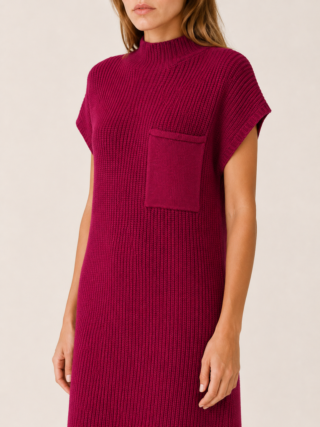 Quenara | Sweater Dress with Mock Neck and Chest Pocket