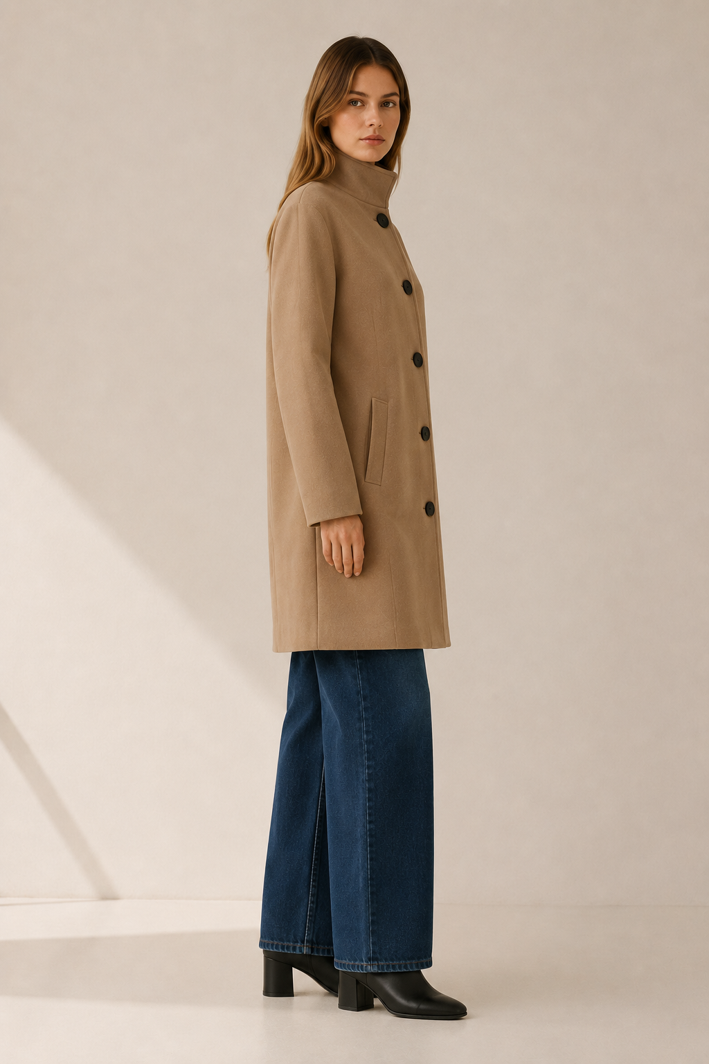 Queniva | Women’s Trench Coat with Button Front and Tailored Fit
