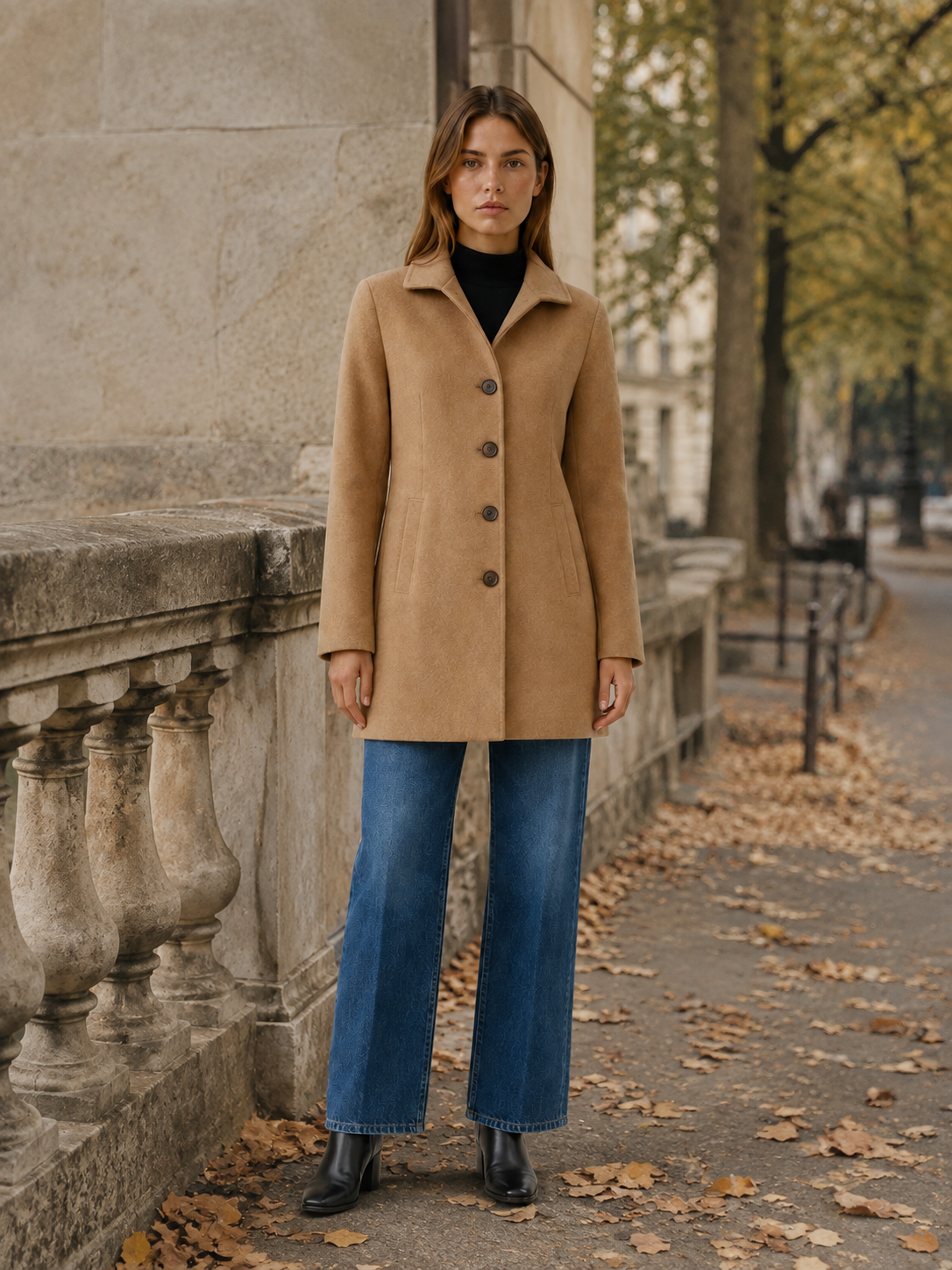 Queniva | Women’s Trench Coat with Button Front and Tailored Fit