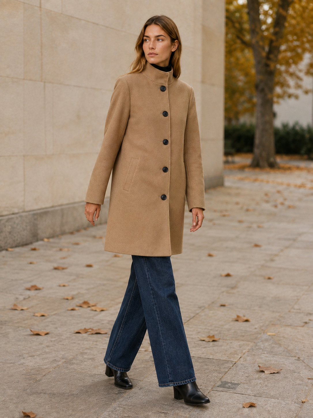Queniva | Women’s Trench Coat with Button Front and Tailored Fit