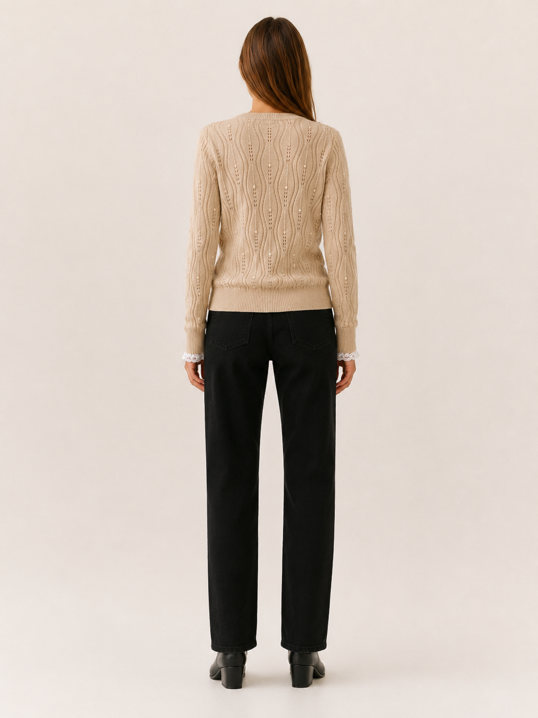 Quessara | V Neck Sweater with Pearl Detail