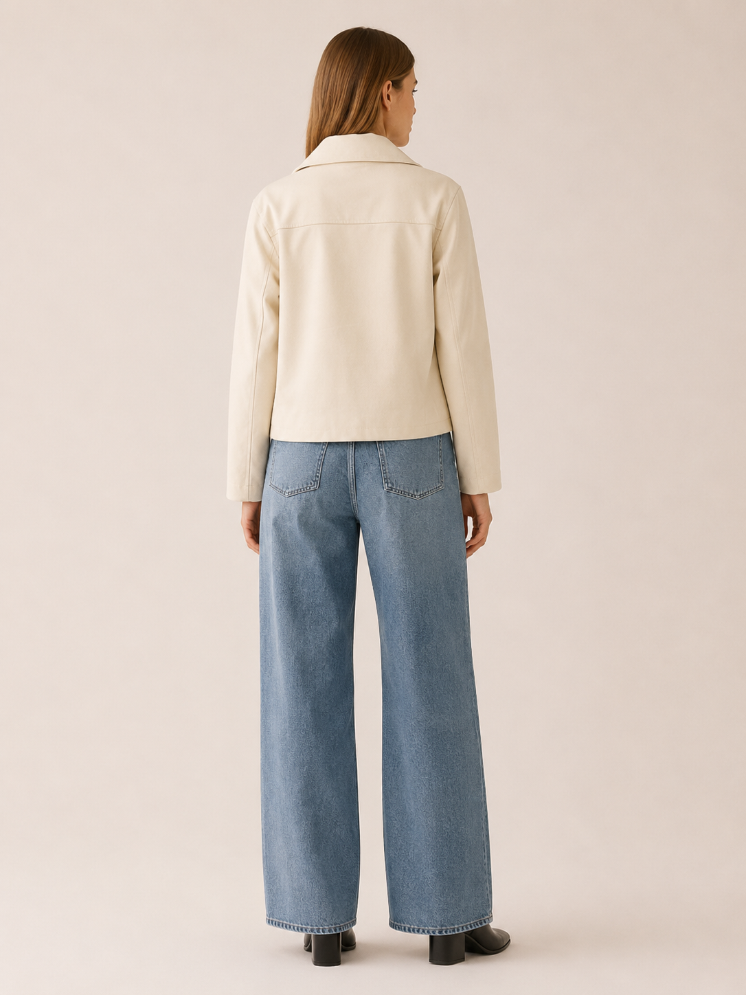 Quinn | Biker Jacket with Zip Front and Pointed Collar