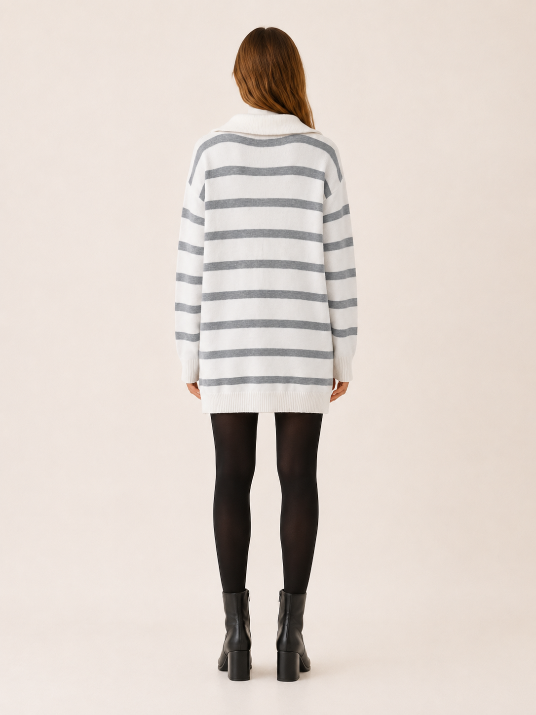 Ravessia | Jumper Dress with Quarter Zip and Striped Detail