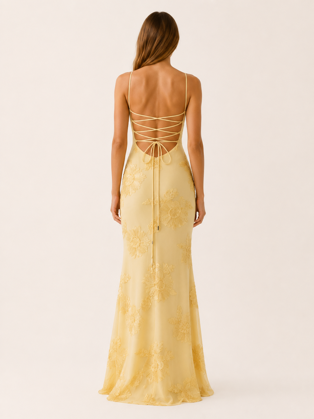 Rilana | Floral Corset Maxi Dress with Lace-Up Back