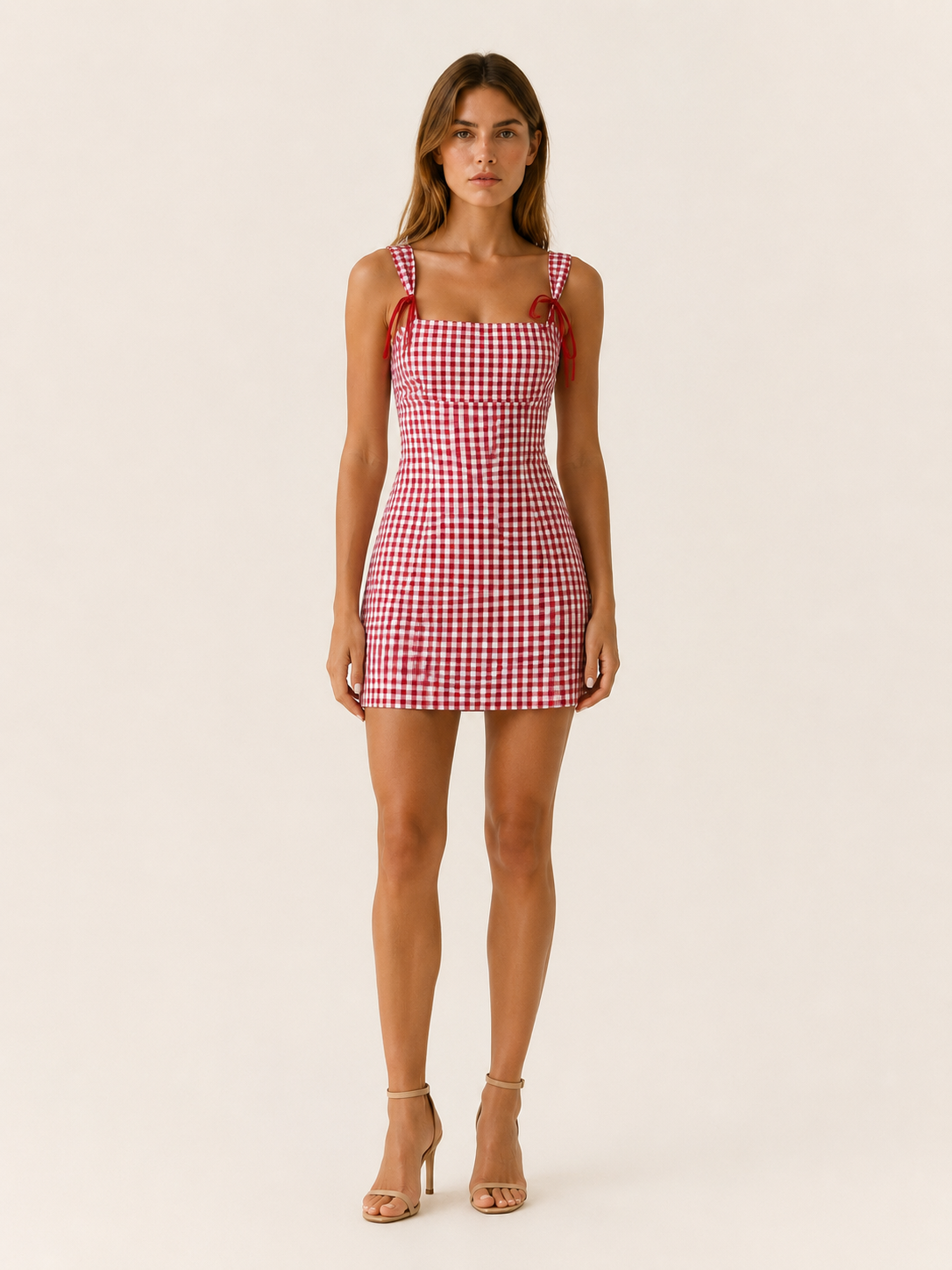 Gingham Mini Dress with Square Neck – JV London