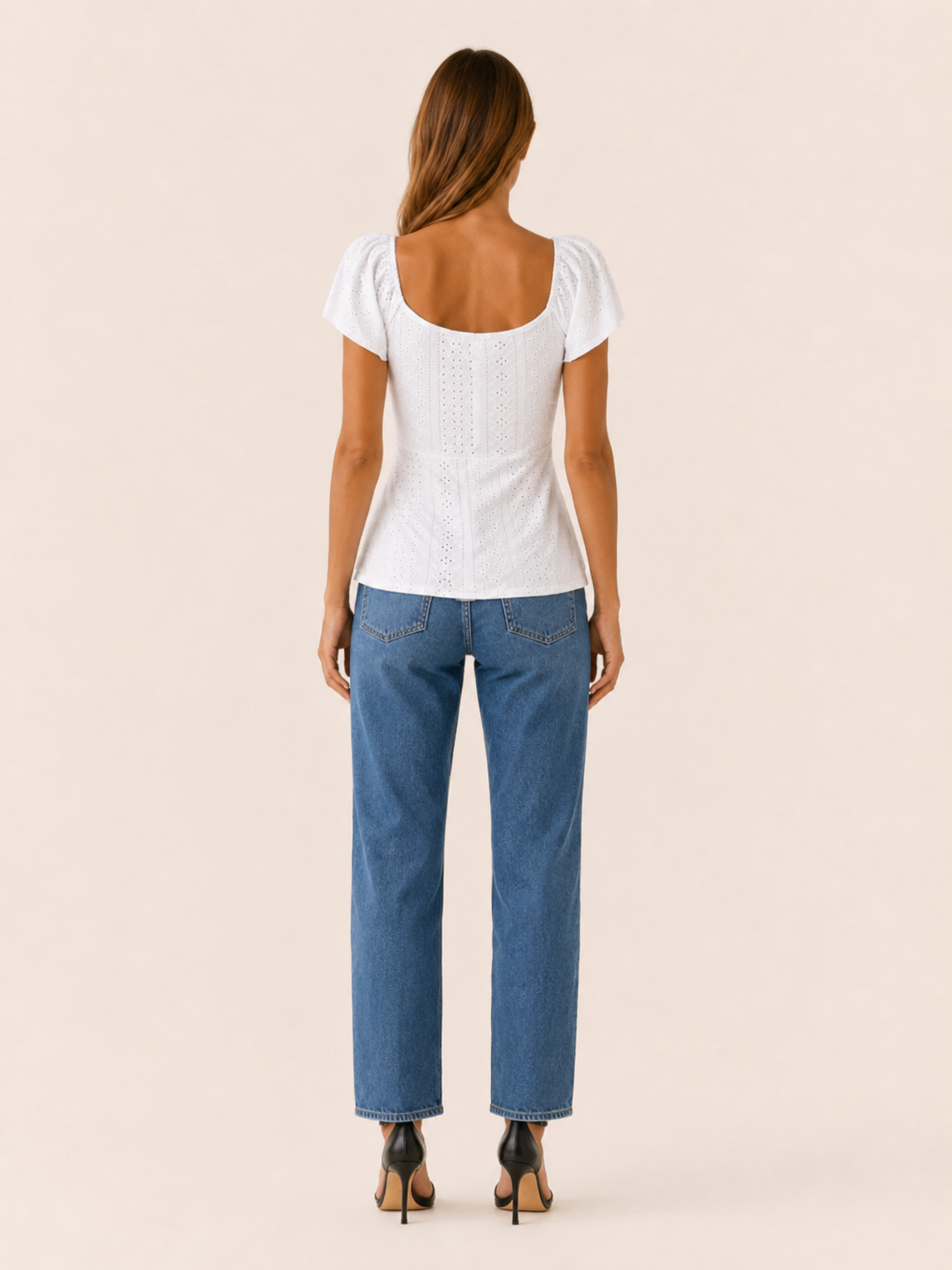 Romina | Eyelet Blouse with Puff Sleeves and Tie Front