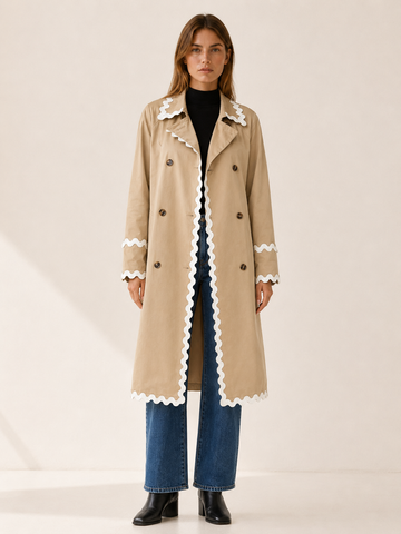 Rosalie | Women’s Trench Coat with Scalloped Trim
