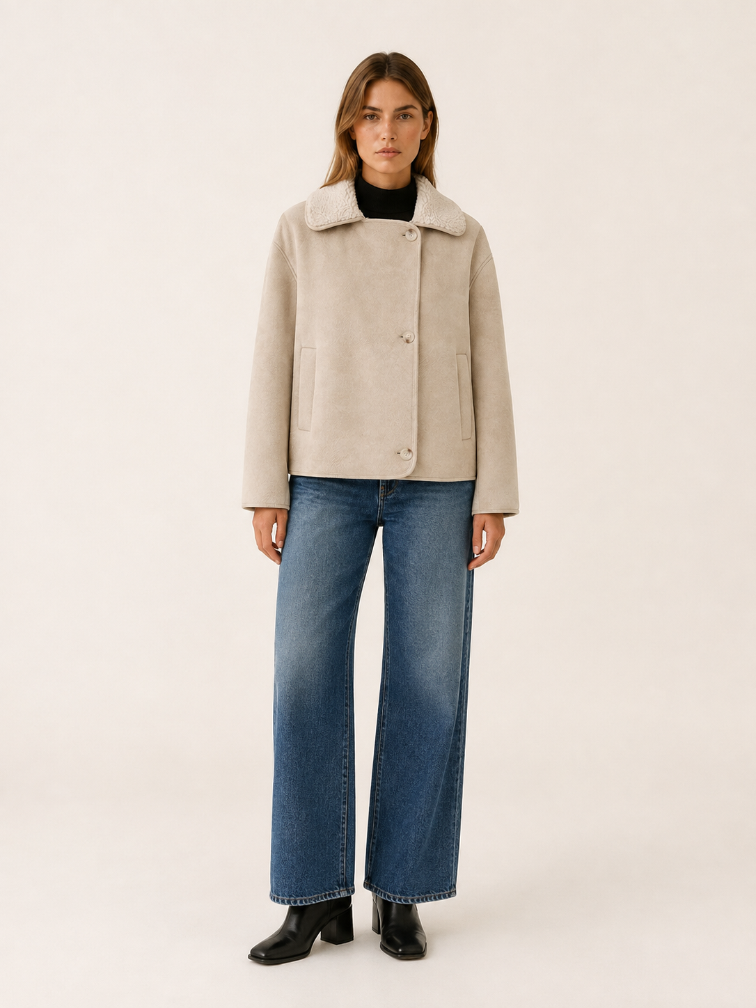 Rosamund | Women's Contrast Collar Button Jacket