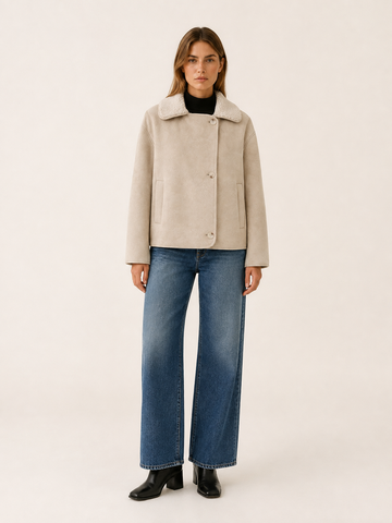 Rosamund | Women's Contrast Collar Button Jacket
