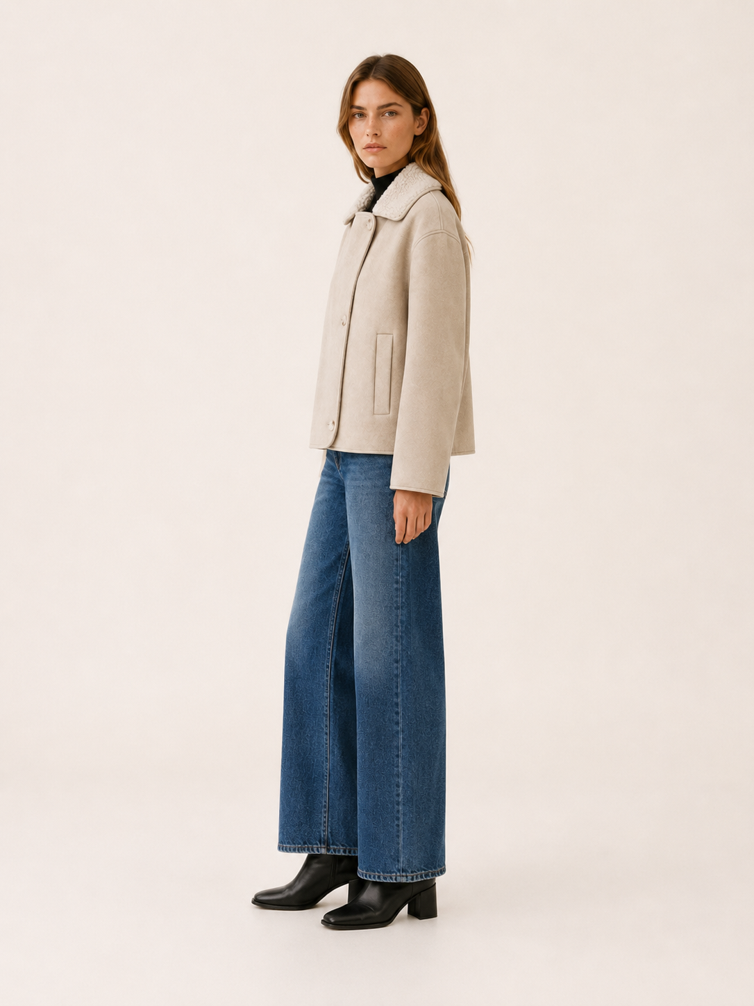 Rosamund | Women's Contrast Collar Button Jacket
