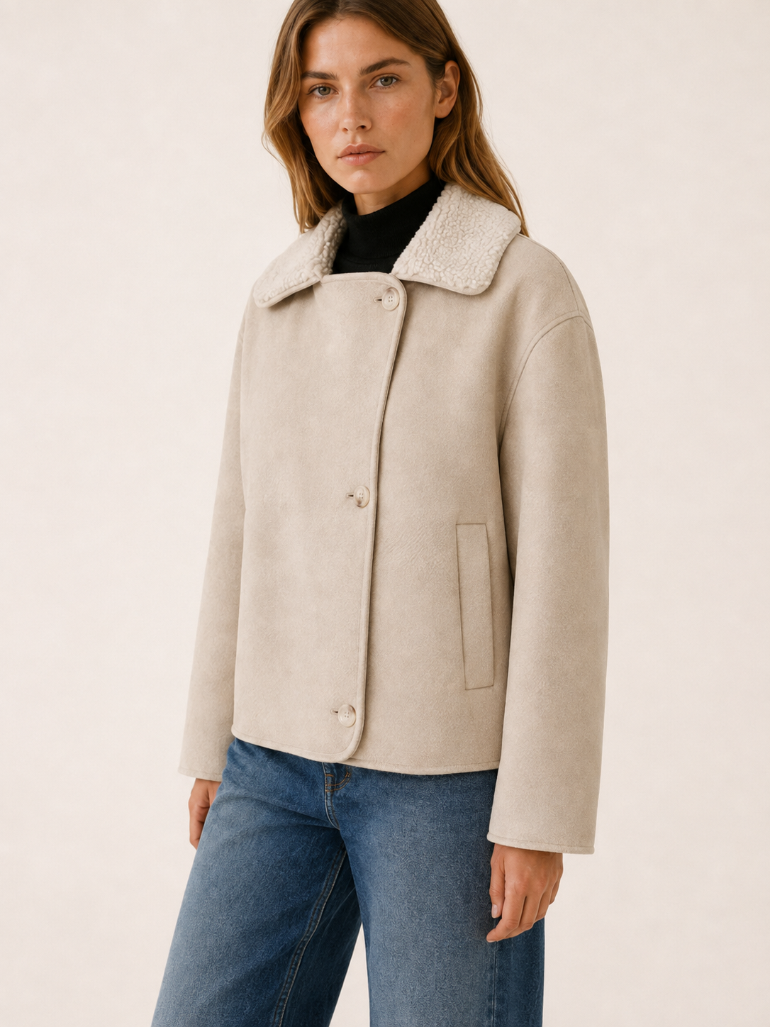 Rosamund | Women's Contrast Collar Button Jacket