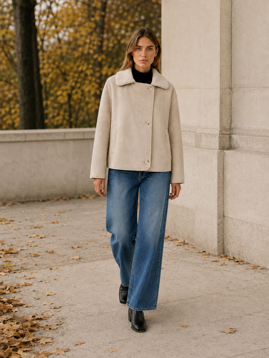 Rosamund | Women's Contrast Collar Button Jacket