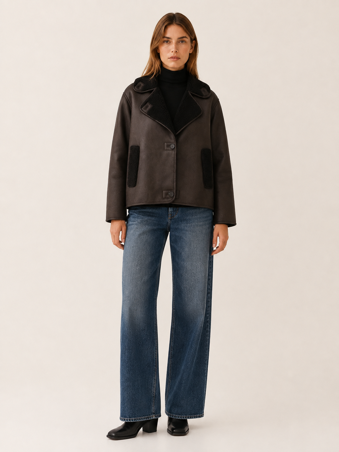 Rosamund | Women's Contrast Collar Button Jacket