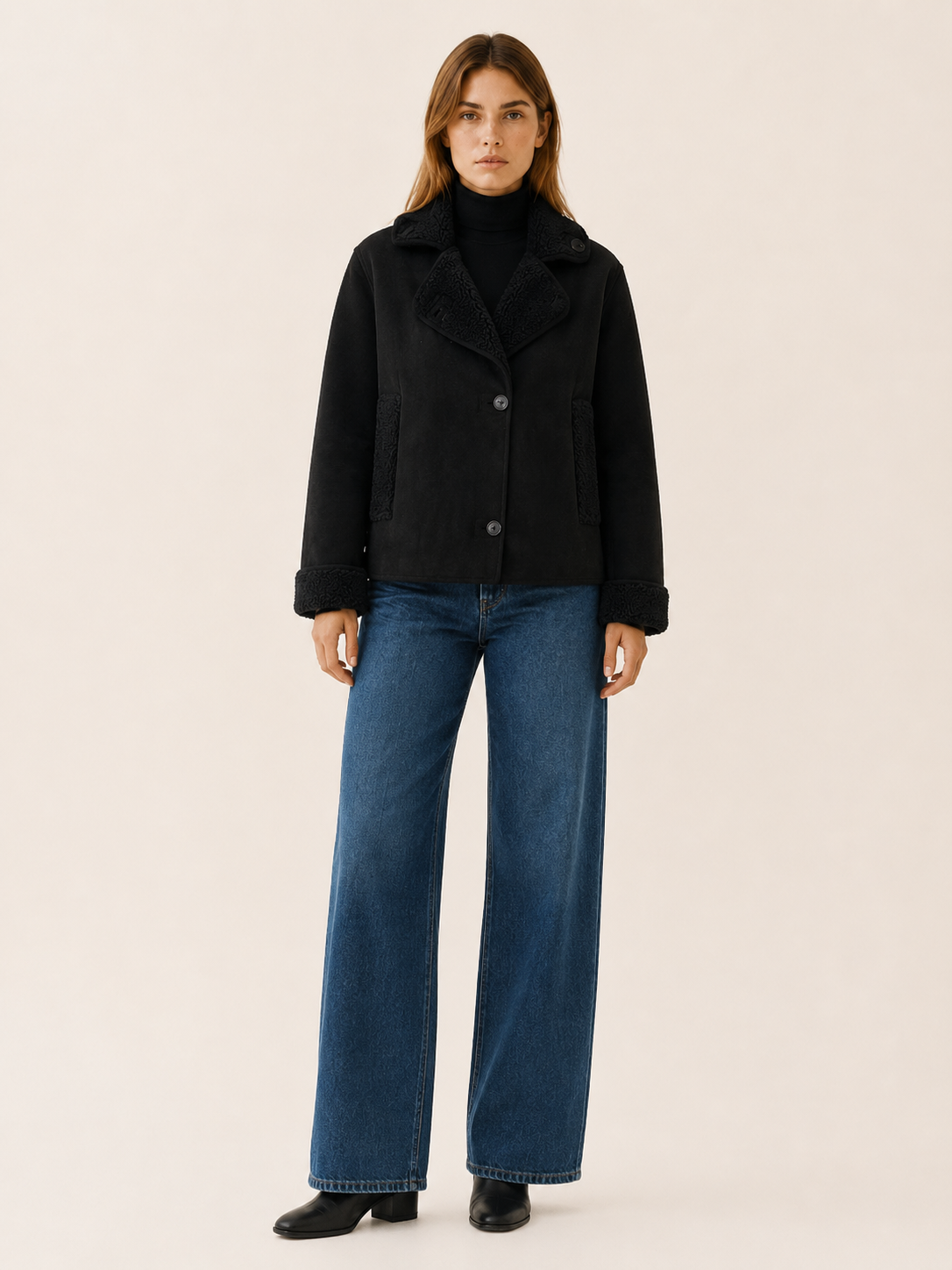 Rosamund | Women's Contrast Collar Button Jacket