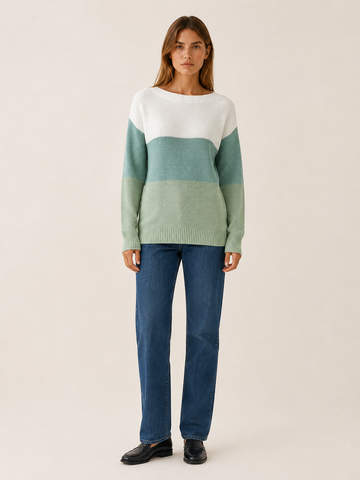 Rovelisse | Women's Panelled Boat Neck Jumper