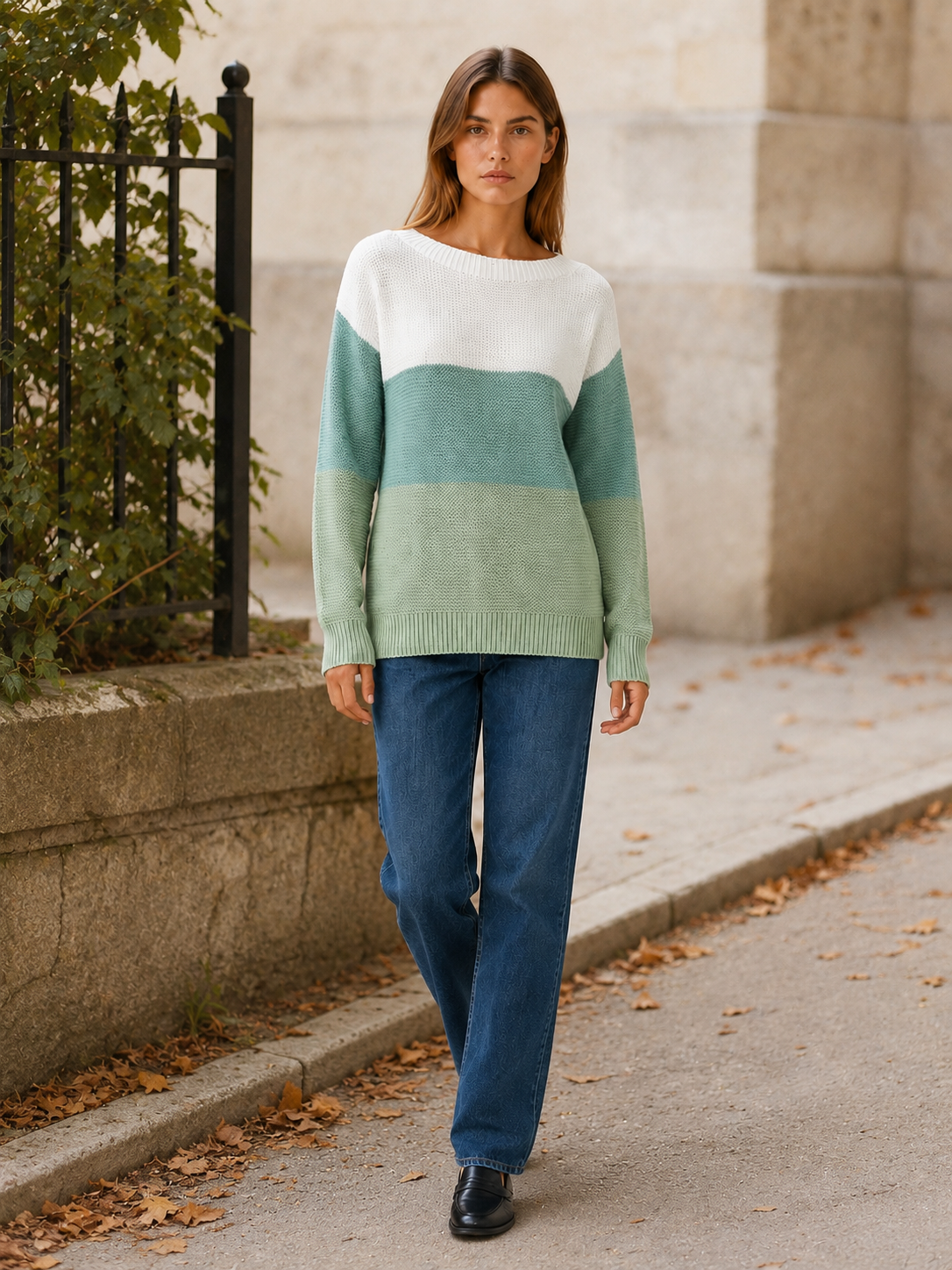 Rovelisse | Women's Panelled Boat Neck Jumper