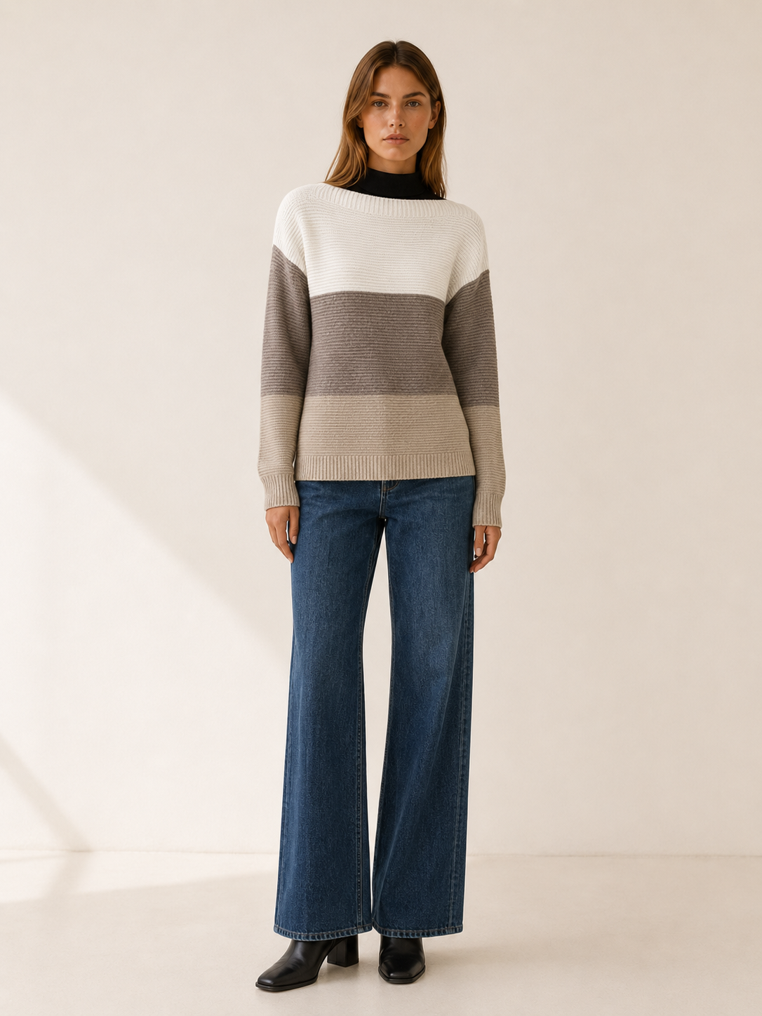 Rovelisse | Women's Panelled Boat Neck Jumper
