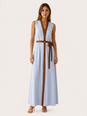 Rovelle | Sleeveless Wrap Maxi Dress with Contrast Trim