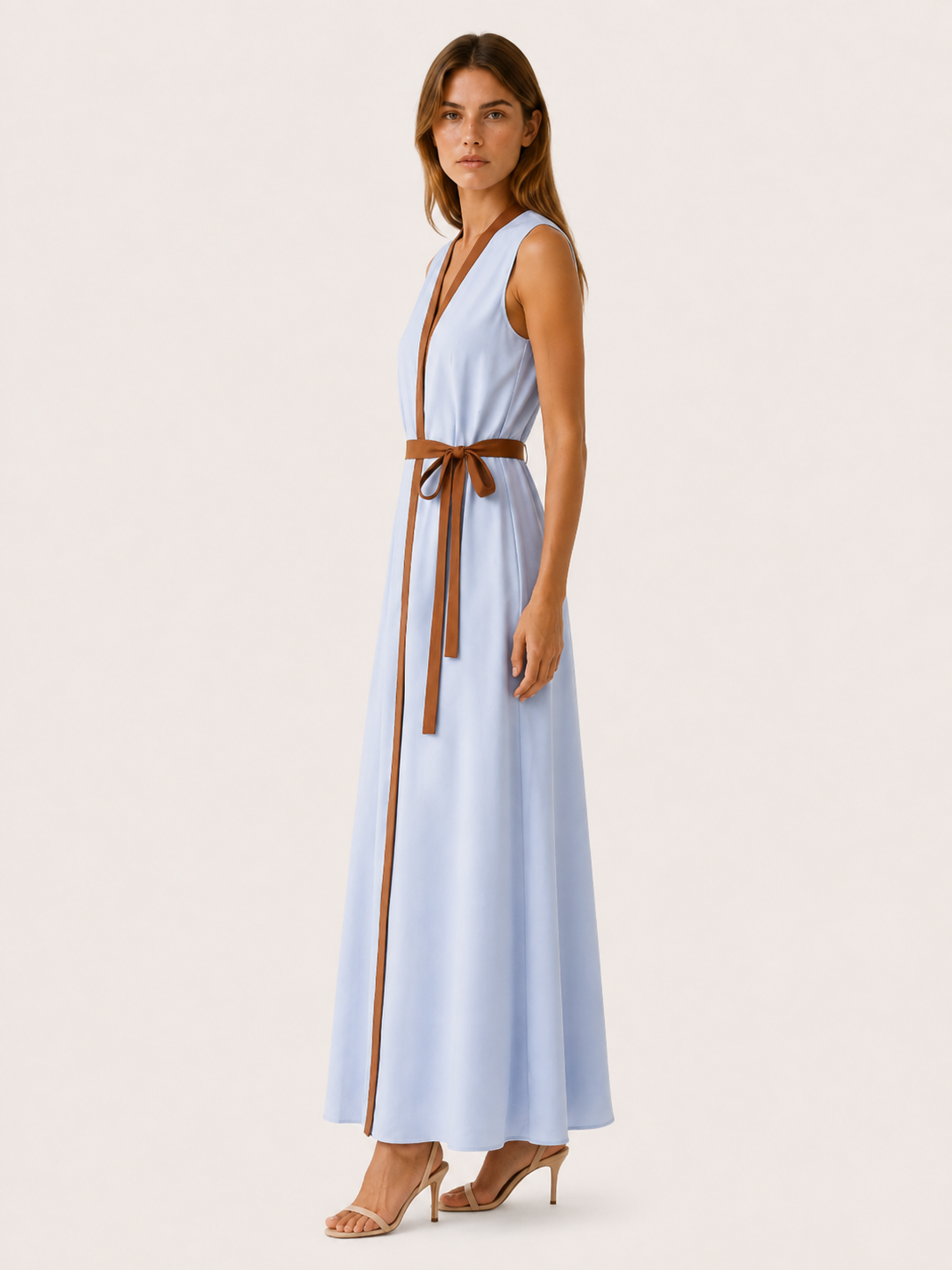Rovelle | Sleeveless Wrap Maxi Dress with Contrast Trim