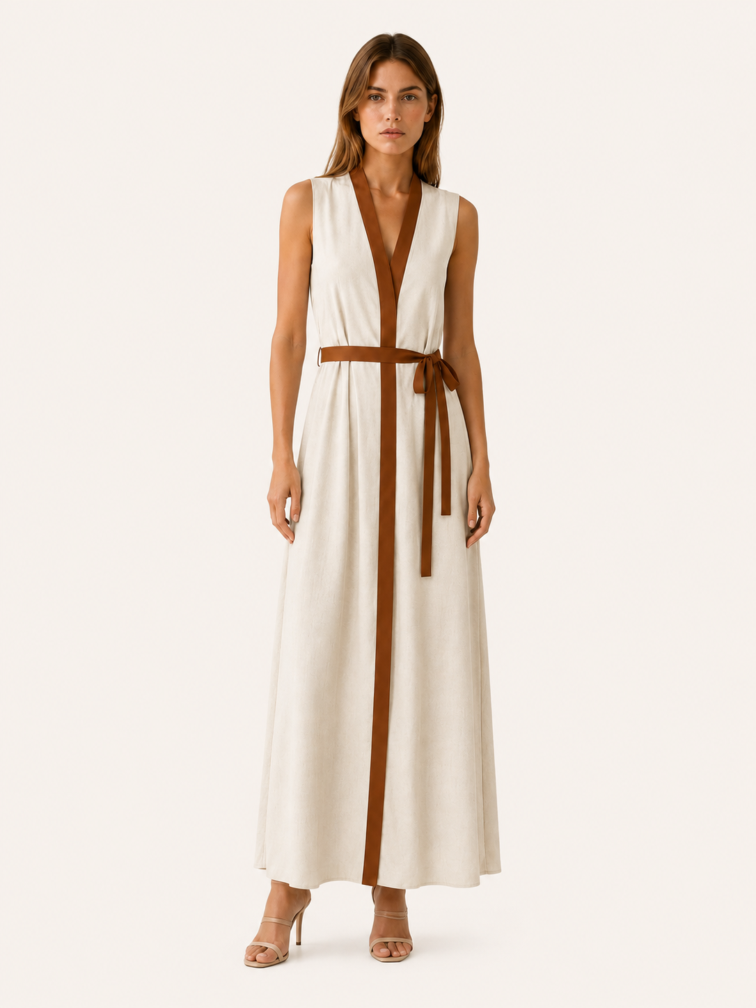 Rovelle | Sleeveless Wrap Maxi Dress with Contrast Trim