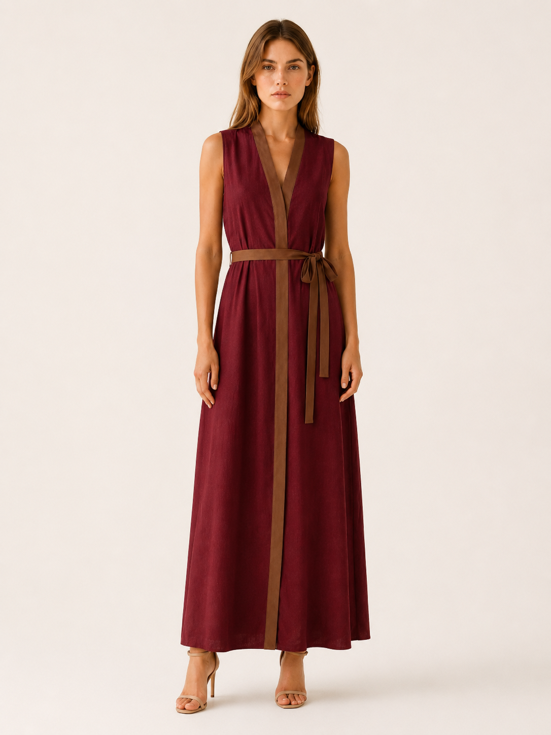 Rovelle | Sleeveless Wrap Maxi Dress with Contrast Trim