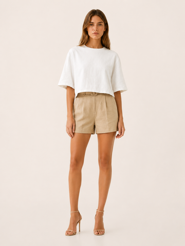 Rylissa | Linen-Blend Top with Back Buttons