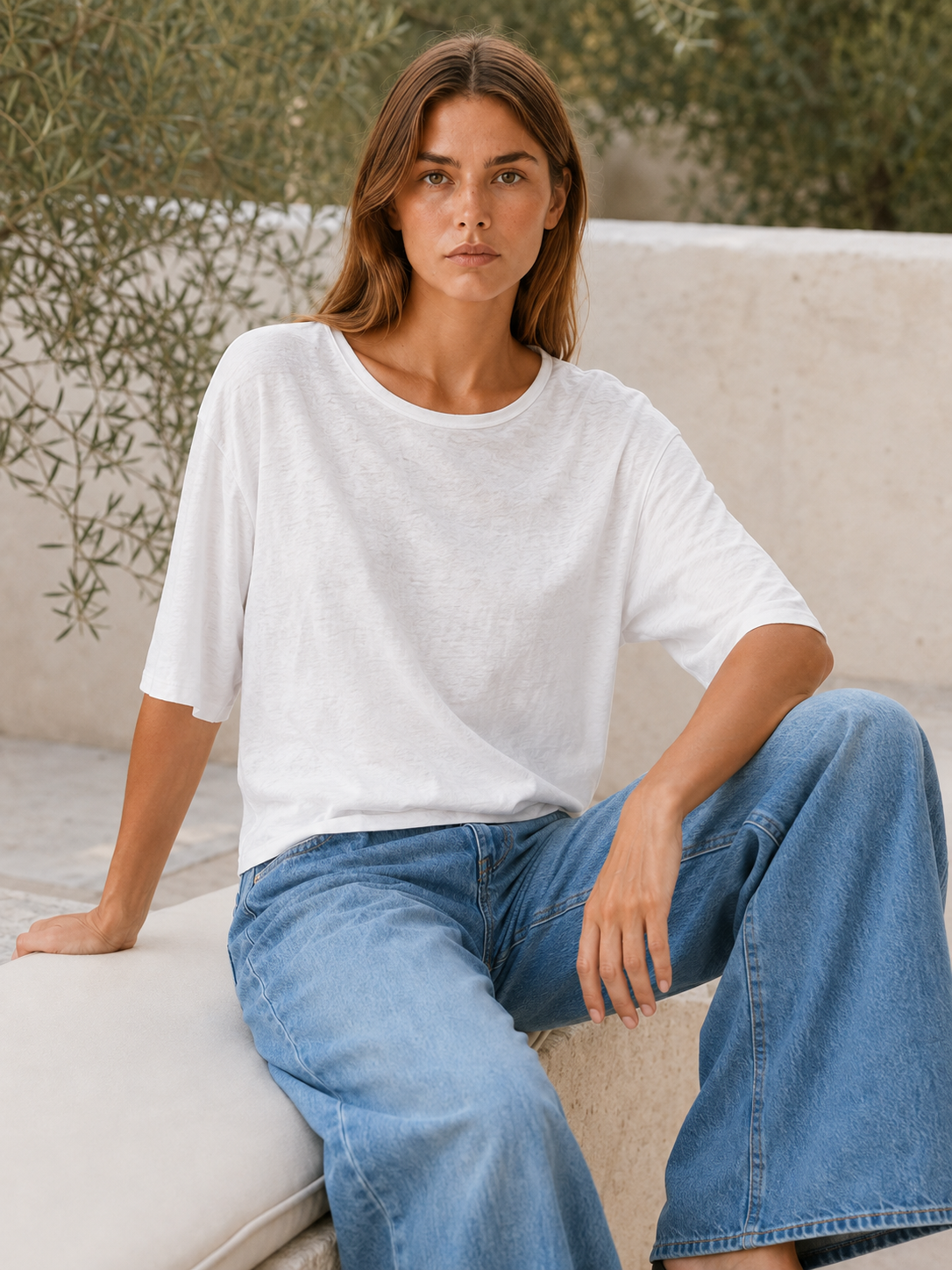 Rylissa | Linen-Blend Top with Back Buttons