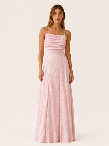 Sabine | Floral Lace Maxi Dress with Square Neckline