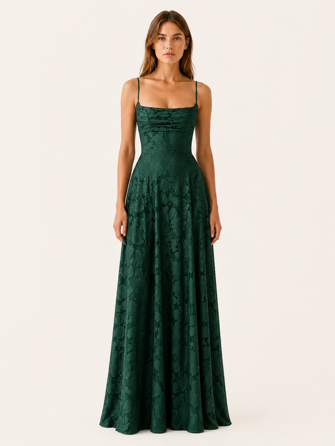 Sabine | Floral Lace Maxi Dress with Square Neckline