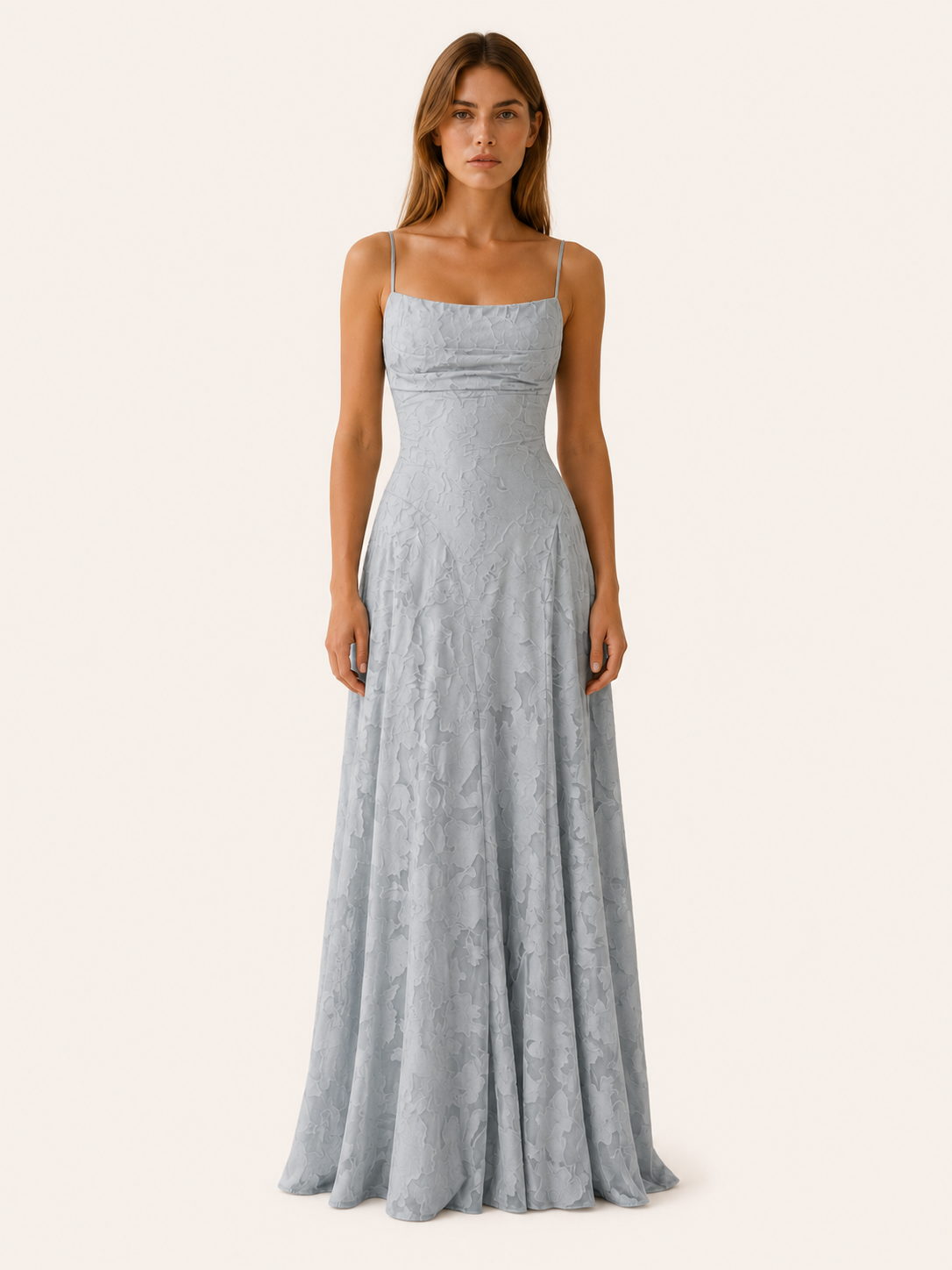 Sabine | Floral Lace Maxi Dress with Square Neckline