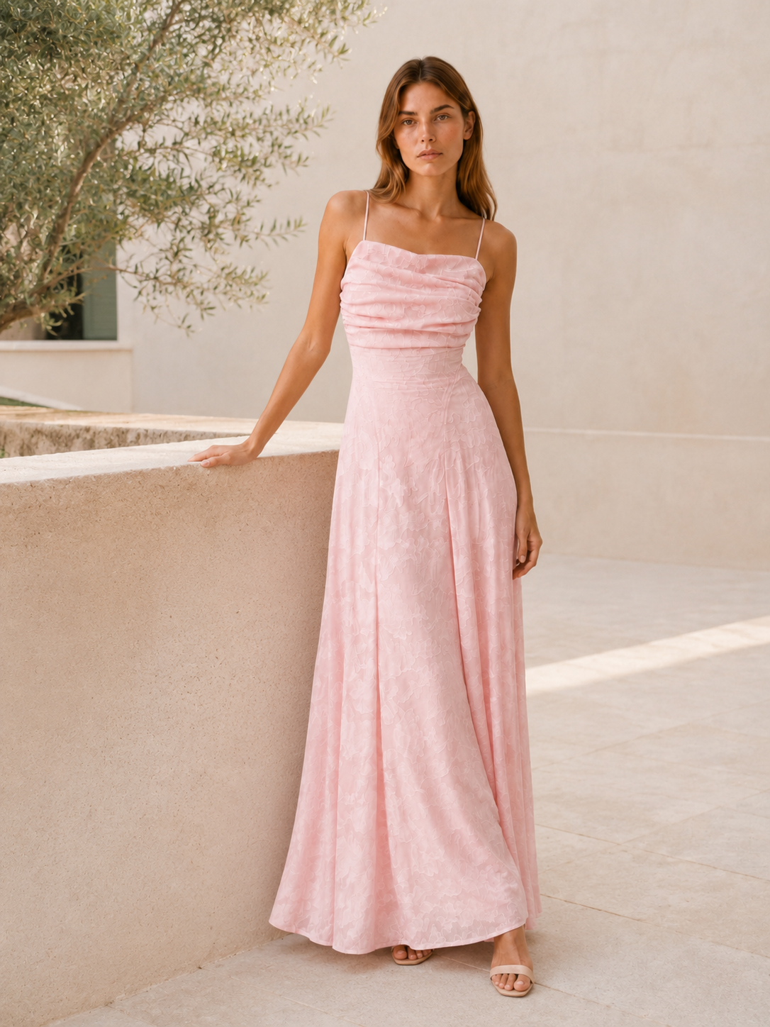 Sabine | Floral Lace Maxi Dress with Square Neckline