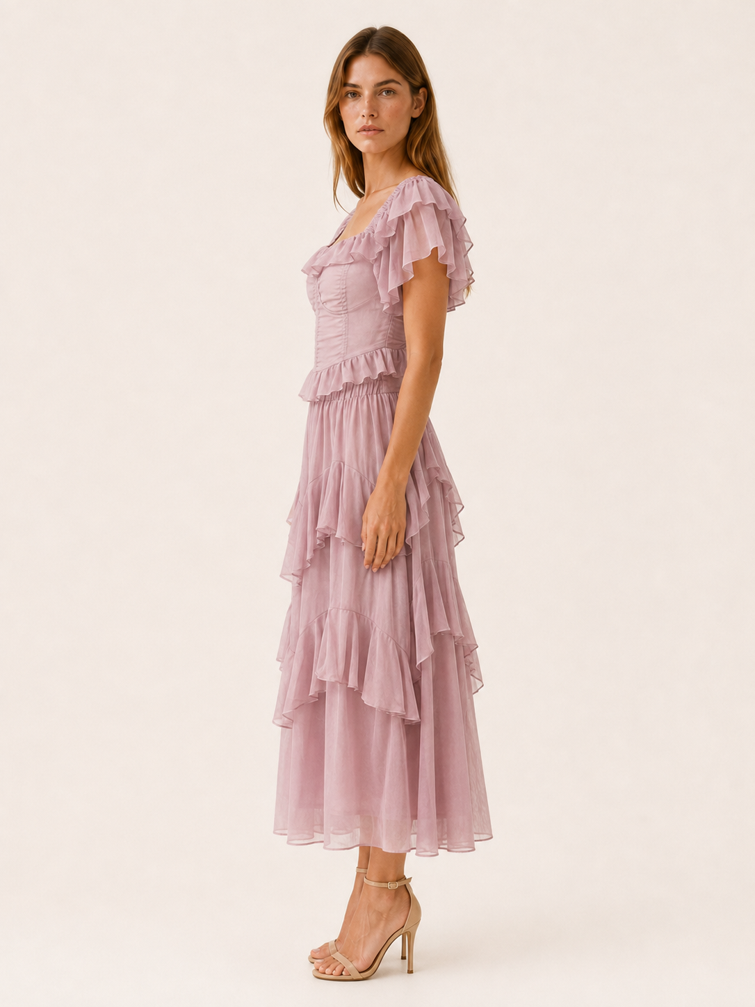 Senovi | Chiffon Co-ord Set with Corset Top and Tiered Skirt