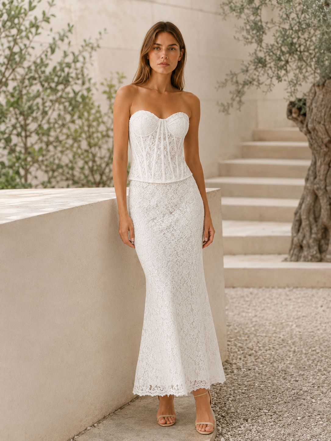 Seraphina | Corset Lace Maxi Dress with Mermaid Hem