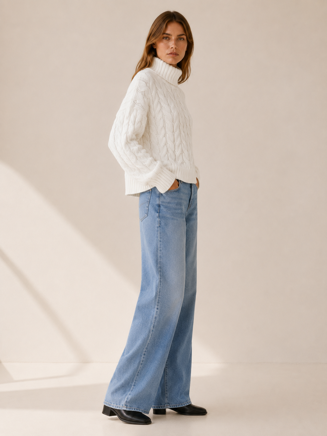 Seraphine | Roll Neck Jumper with Textured Detail