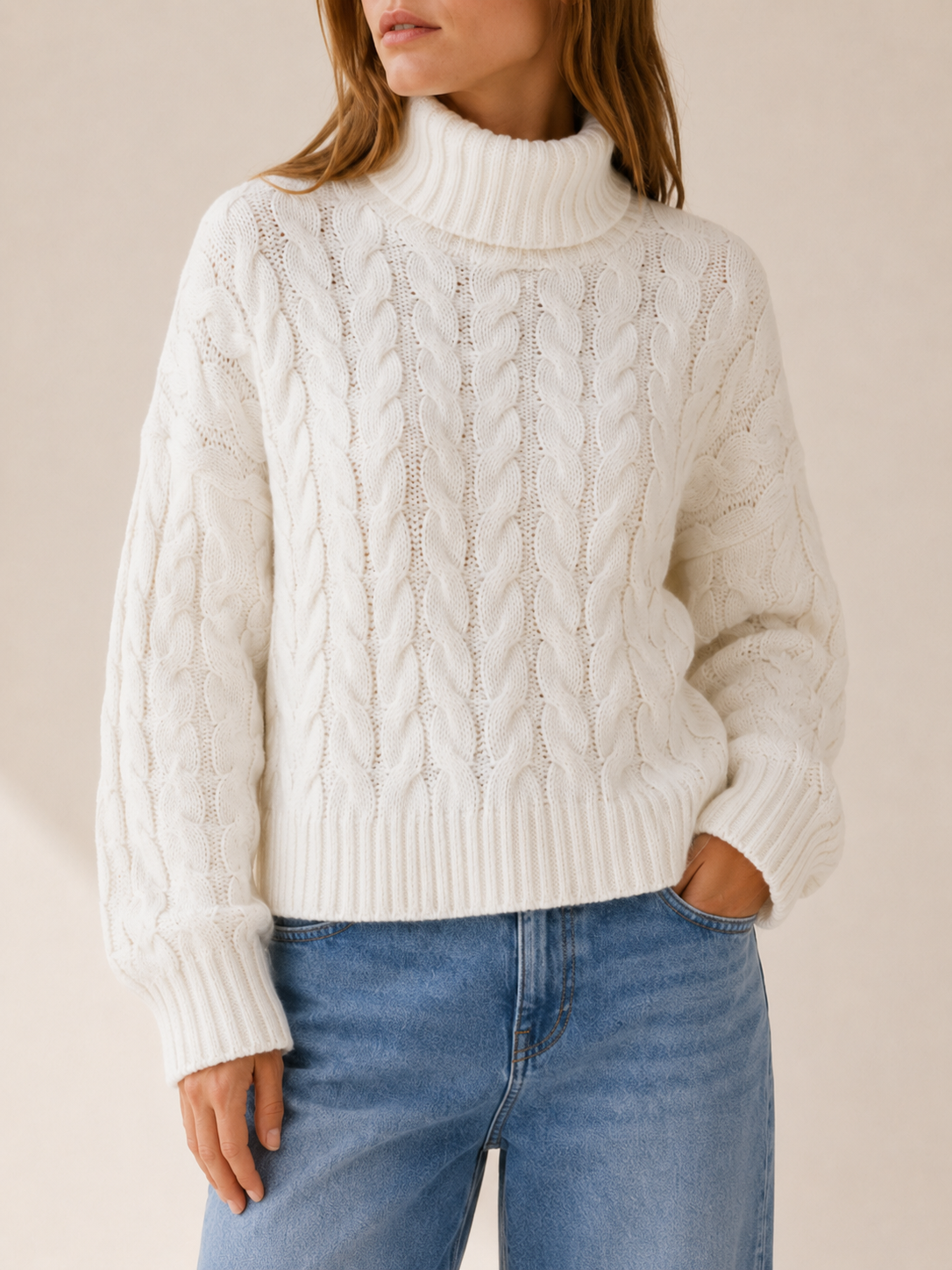 Seraphine | Roll Neck Jumper with Textured Detail