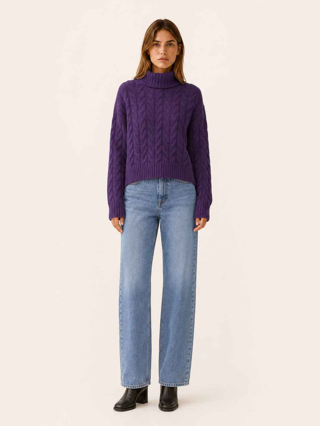 Seraphine | Roll Neck Jumper with Textured Detail