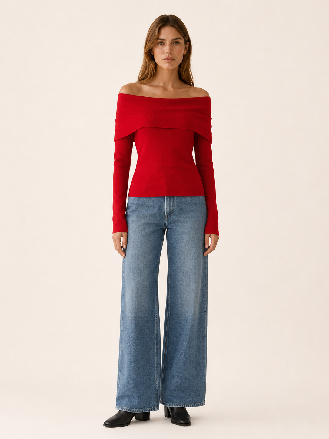 Seravine | Off Shoulder Top with Fold-Over Neckline