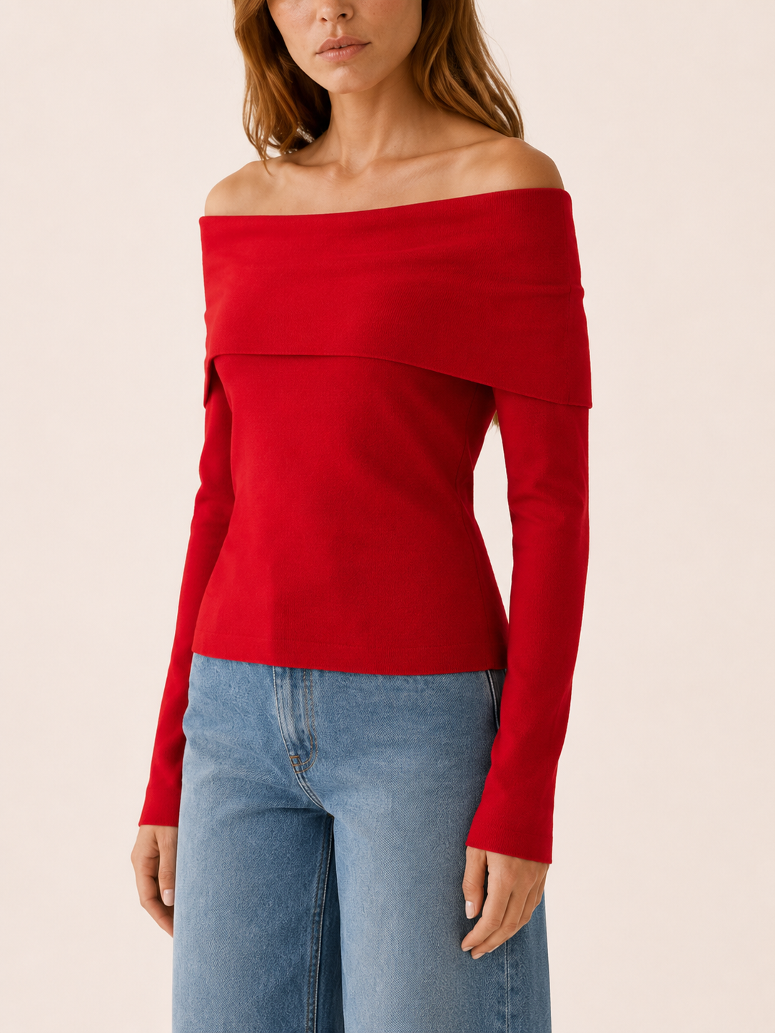 Seravine | Off Shoulder Top with Fold-Over Neckline