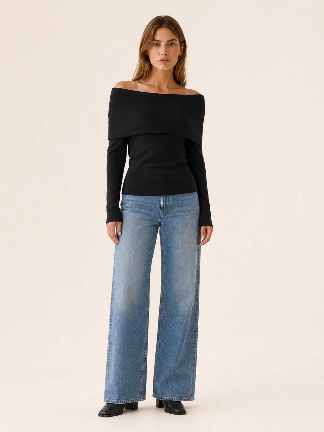 Seravine | Off Shoulder Top with Fold-Over Neckline