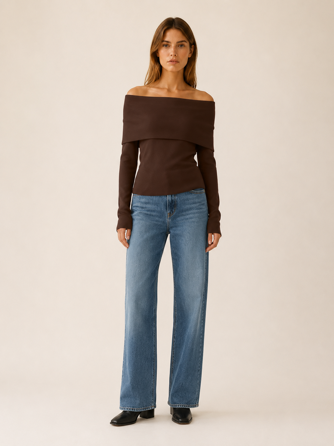 Seravine | Off Shoulder Top with Fold-Over Neckline