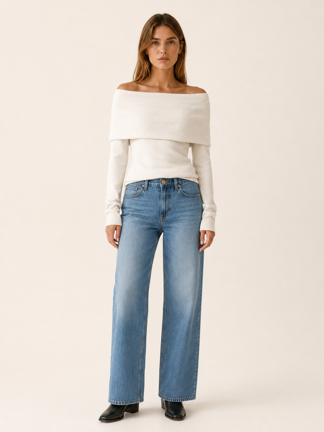 Seravine | Off Shoulder Top with Fold-Over Neckline